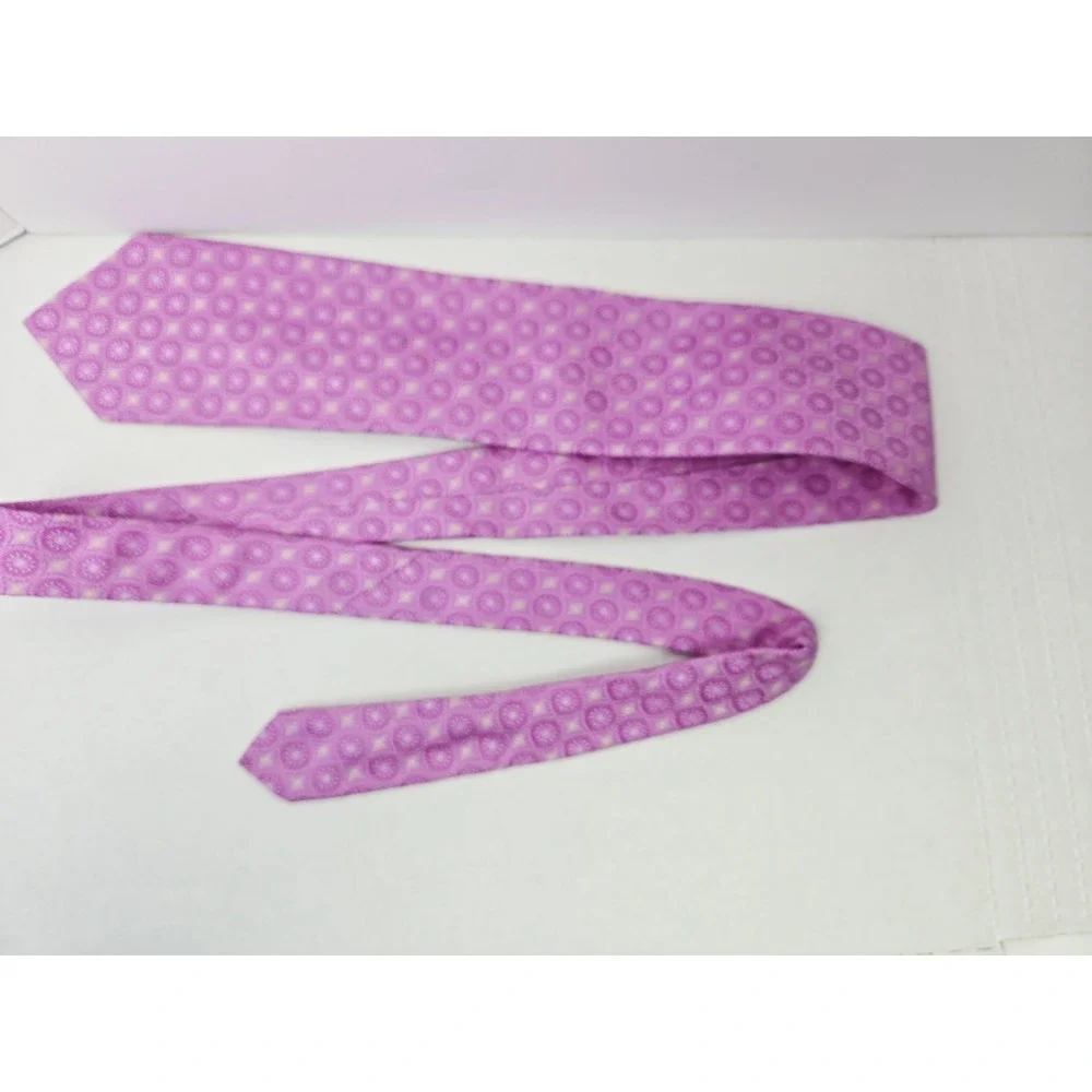 IKE Behar Men's Tie‎ New York pink purple pattern %100 silk